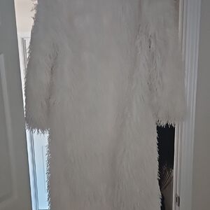 Elegant White Faux Fur Coat